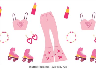 pink seamless background with cloth of pink doll 