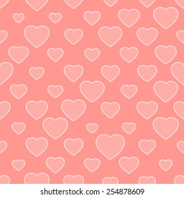 Pink seamless background with hearts illustration