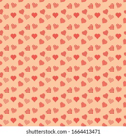 Pink seamless background with pattern hearts