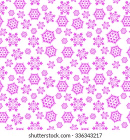 pink seamless background with snowflakes, vector