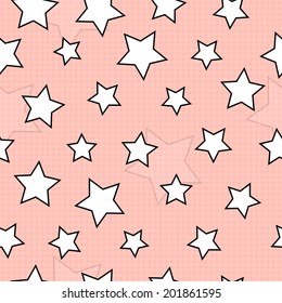 Pink seamless background with stars
