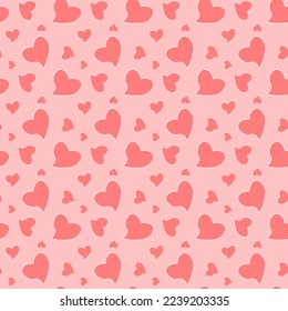 Pink seamless background for Valentines Day greeting card with many hearts vector