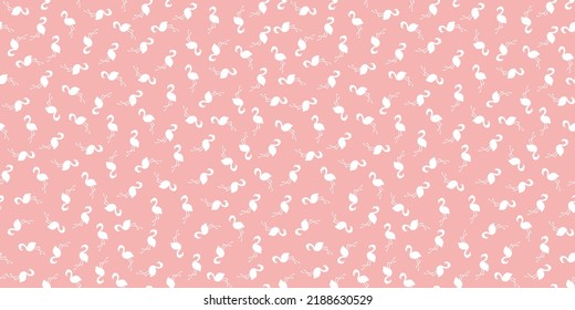 Pink seamless banner with flamingo birds.