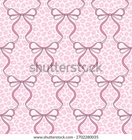 Pink seamless bow and leopard all over print 