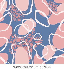 Pink Seamless Brushed Graphic Template Print. Bright Repetitive Contemporary Retro Illustration, Seamless Vector. Black Continuous Elegant Beautiful Decor Silhouette