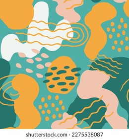 Pink Seamless Brushed Trendy Shape Backdrop. Green Repeated Elegant Beauty Style, Seamless Sketch. Orange Seamless Contemporary Simple Element Design