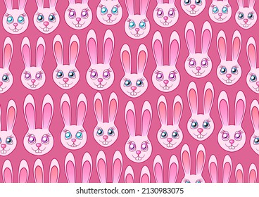 Patrón de conejito rosa sin fisuras. Patrón repetitivo con conejos lindos rosados. Conveniente para su uso en papeles de embalaje, textiles, diseños de tarjetas y de fondo y otros proyectos