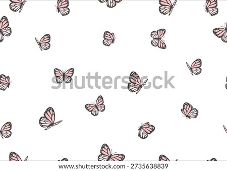 pink seamless butterfly pattern  hand drawn design