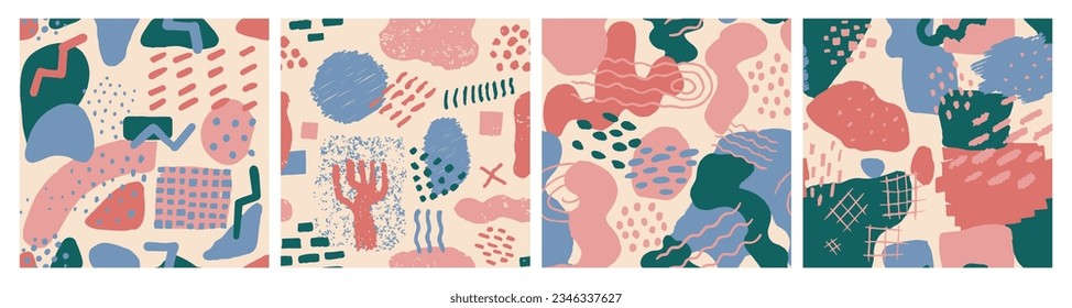 Pink Seamless Color Beautiful Shape Cover. Vibrant Seamless Abstract Decorative Lines, Seamless Doodle. Pastel Repeated Decoration Isolated Template Texture