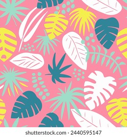 Pink Seamless Color Simple Quill Backdrop. Vibrant Continuous Contemporary Foliage Template, Seamless Design. Gradient Endless Creative Natural Paint Pattern. 