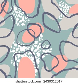 Pink Seamless Creative Geometric Fabrics Sketch. Colorful Seamless Brushed Artistic Watercolor, Seamless Wrapping. Pastel Repeated Contemporary Isolated Textile Print