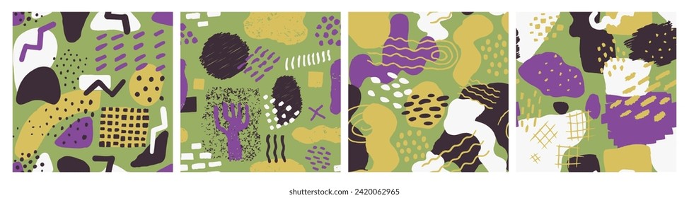 Pink Seamless Creative Hand Drawn Paint Print. Dark Continuous Fashion Isolated Style, Seamless Scribble. Orange Seamless Stylish Trendy Fabrics Card