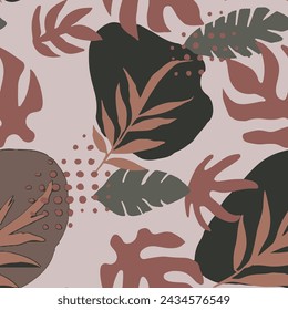 Pink Seamless Creative Tropic Illustration Pattern. Light Repetitive Nature Graphic Scribble, Seamless Print. Yellow Seamless Abstract Beach Quill Backdrop. 