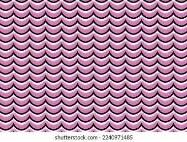Pink seamless curve as repeat pattern row, replete image illustration, design for fabric printing 