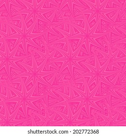 Pink seamless curved star pattern background - vector version