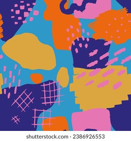 Pink Seamless Decoration Artistic Surface Background. Orange Continuous Abstract Retro Template, Seamless Vector. Colorful Seamless Elegant Isolated Element Art