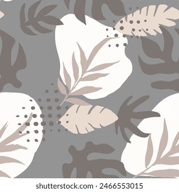 Pink Seamless Doodle Jungle Leaves Texture. Light Repetitive Color Graphic Illustration, Seamless Backdrop. Gradient Endless Creative Tropic Scribble Background. 