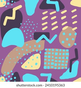 Pink Seamless Elegant Hand Drawn Illustration Silhouette. Dark Continuous Decoration Geometric Invitation, Seamless Vector. Vivid Endless Classic Graphic Textile Wallpaper