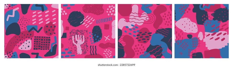Pink Seamless Elegant Retro Template Cover. Black Repeated Color Isolated Paint, Seamless Backdrop. Vivid Repetitive Trend Decorative Surface Swatch