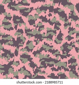 Pink Seamless Exotic Vector Artwork. White Repeated Camo Graphic Wallpaper. Vibrant Repeated Modern Vector Wrapping. Camouflage Army Violet  Seamless Pattern.