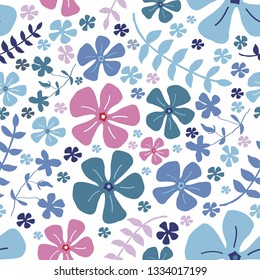 Pink Seamless floral pattern from my little garden. Vector illustration