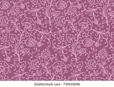 PInk seamless floral vector pattern