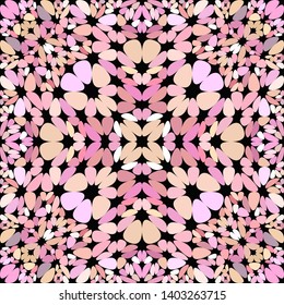 Pink seamless flower ornate pattern background design - abstract geometric vector ornament wallpaper graphic