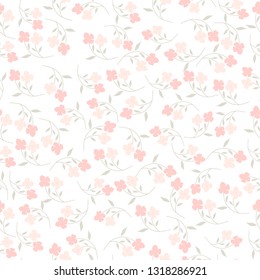 pink seamless flowers pattern. Delicate petals and vibrant blossoms create an artistic and vintage botanical illustration. Perfect for wallpaper, fabric, wrapping paper, and more