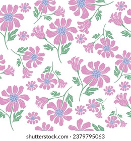 Rosa, nahtlose Blumenmuster. Delikate Blüten und lebendige Blüten schaffen eine künstlerische und vintage botanische Illustration. Perfekt für Tapete, Stoff, Wickelpapier und vieles mehr.