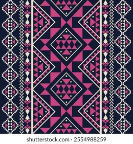 Pink seamless geometric pattern, traditional aztec, tribal, navajo for textiles and clothing, fabrics, blankets, rugs, robes, illustration.