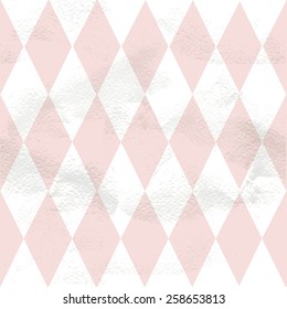 Pink seamless geometric vintage pattern from white large diamonds