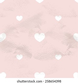 Pink seamless geometric vintage pattern from small white hearts
