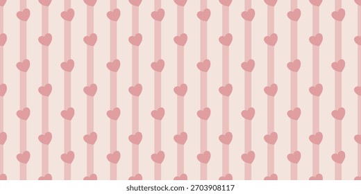 Padrão de coração sem emenda rosa em um fundo macio para papel de parede romântico bonito e desenhos de tecido