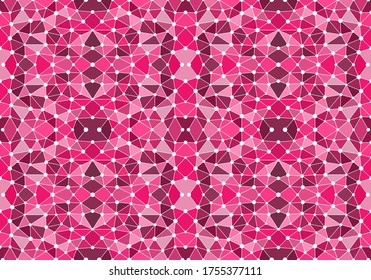 Pink seamless mosaic pattern. Abstract geometric background for wallpaper, backdrop, banner, illustration, fabric and other applications. Vector.