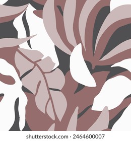 Pink Seamless Nature Jungle Decor Art. Vibrant Seamless Fashion Foliage Scribble, Seamless Wallpaper. Gradient Endless Elegant Spring Element Print. 