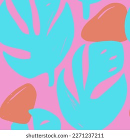 Pink Seamless Nature Organic Template Design. Black Endless Color Simple Artwork, Seamless Vector. Bright Repeated Contemporary Beauty Invitation Background. 