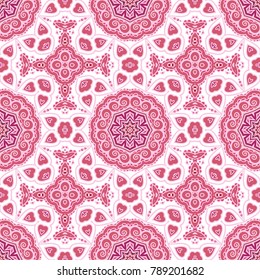 Pink seamless ornamental vector pattern