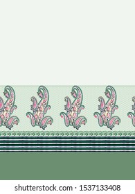 pink seamless paisley border pattern on green background