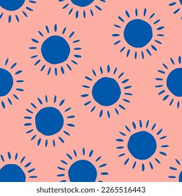 Pink seamless patern with blue sun