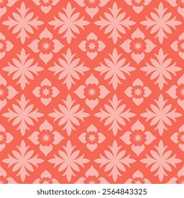 Pink seamless pattern with abstract flowers