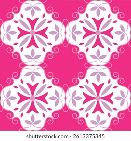Pink Seamless pattern with abstract flowers. Floral background. Vector illustration.