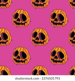 Pink seamless pattern background with halloween pumpkin

