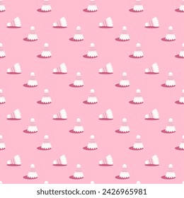 Pink seamless pattern of badminton shuttlecocks