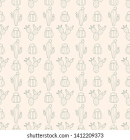 Pink seamless pattern with blooming cacti