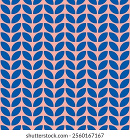 Pink seamless pattern with blue petals