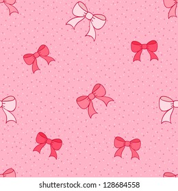 Pink seamless pattern with bows