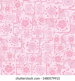 Pink seamless pattern with carnations flowers and abstract background.
