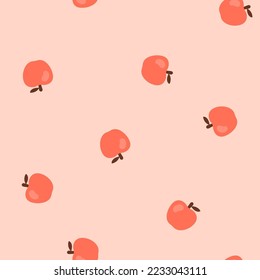 Patrón transparente rosa con manzanas rojas lindas