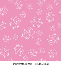 Pink seamless pattern with cute teddy bears. vector.