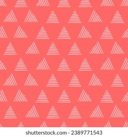 Pink seamless pattern with pink doodle triangles